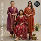 Pack of 3 Kurta Pant Set with Dupatta (DMK-2)