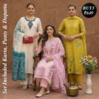 Pack of 3 Kurta Pant Set with Dupatta (DMK-8)