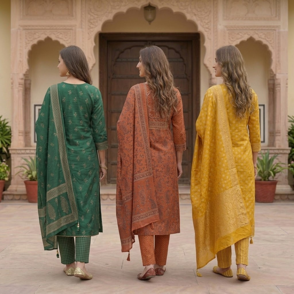 Pack of 3 Women’s Designer Kurta Sets – Ethnic Kurta Pant Dupatta Set for Women (P3K-3)