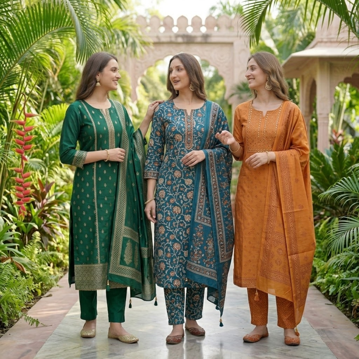 Pack of 3 Women’s Designer Kurta Sets – Ethnic Kurta Pant Dupatta Set for Women (P3K-4)