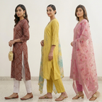 Pack Of 3 Kurta Sets Beautiful with dupatta Trendy Ethnic Wear  in One Deal (A-15)