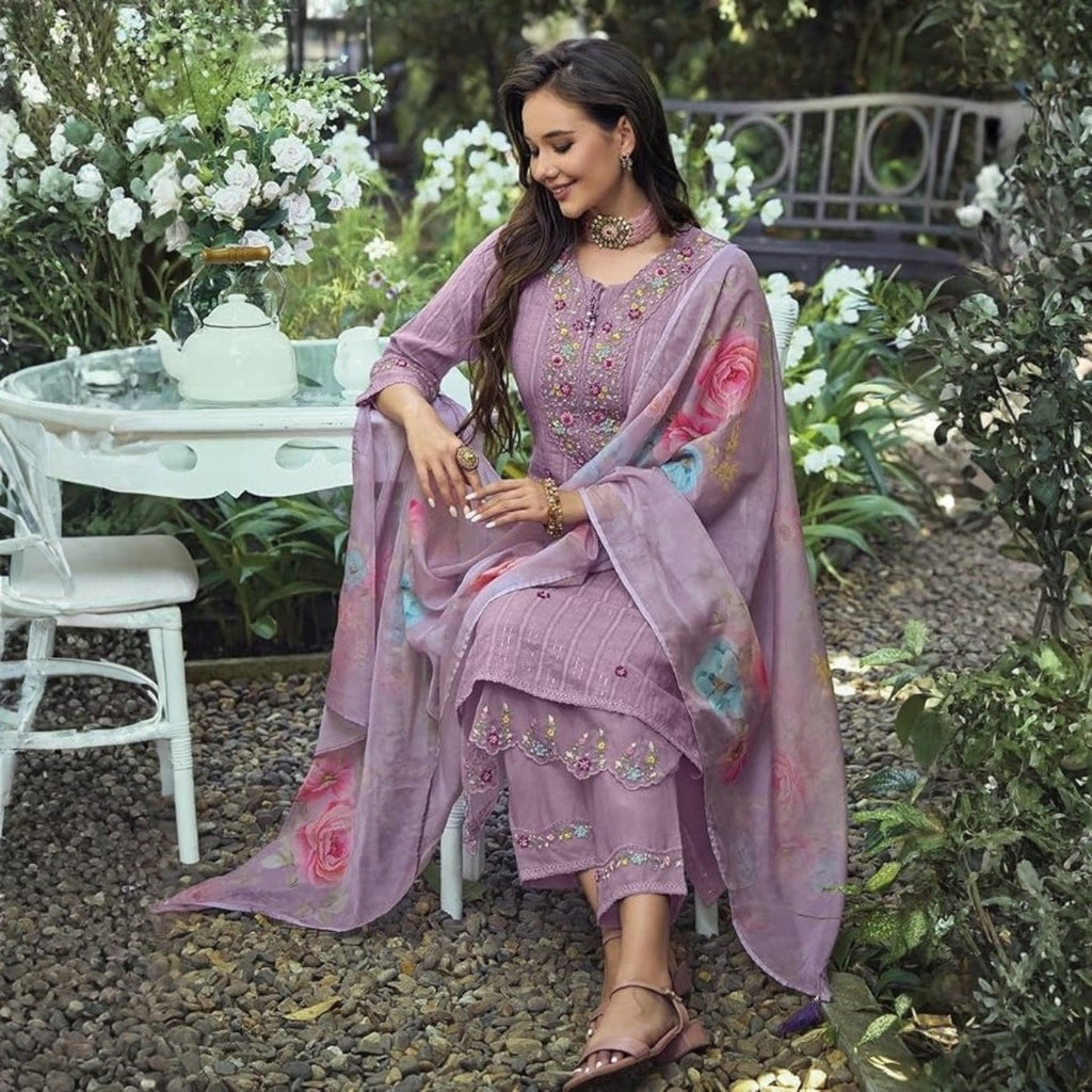 Pack of 2 Premium Cotton Kurtis with Plazzo Pant & Dupatta – Casual Ethnic| C-12