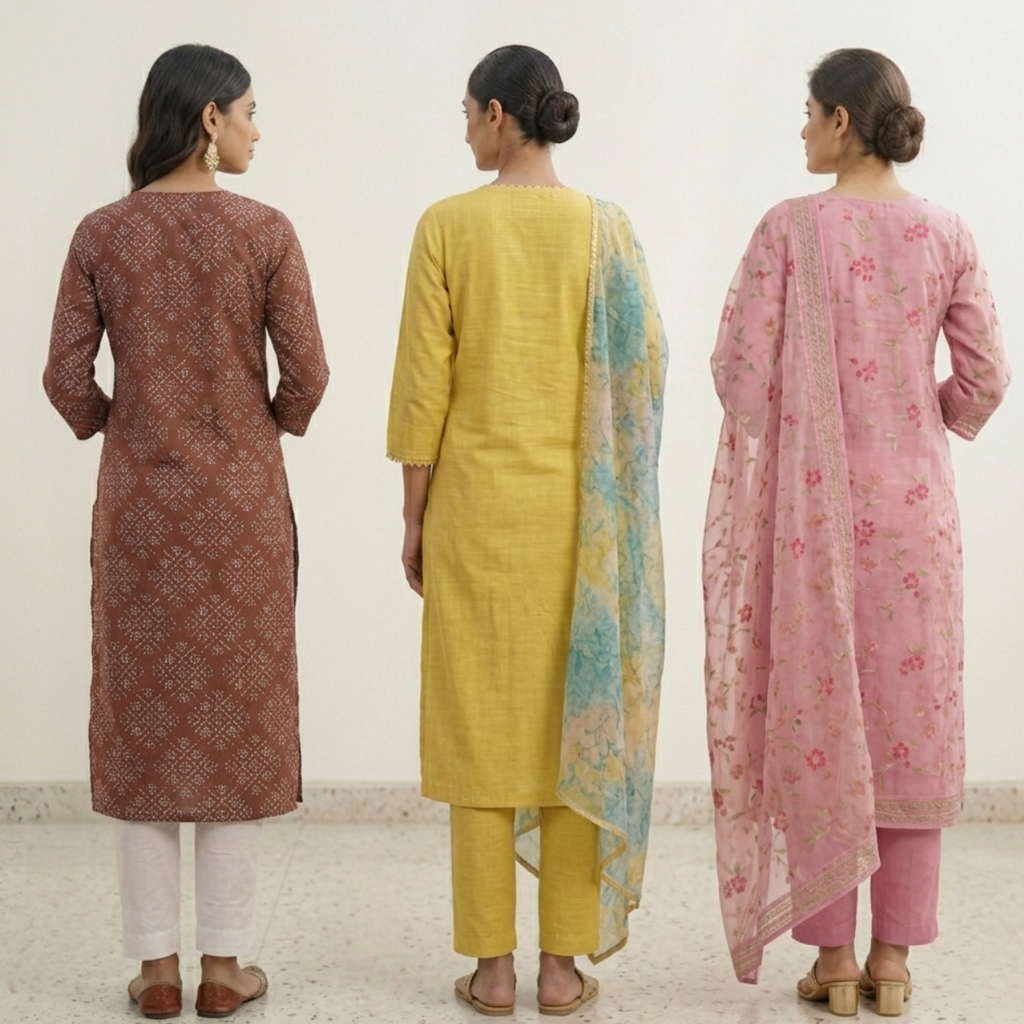 Pack Of 3 Kurta Sets Beautiful with dupatta Trendy Ethnic Wear  in One Deal (A-15)