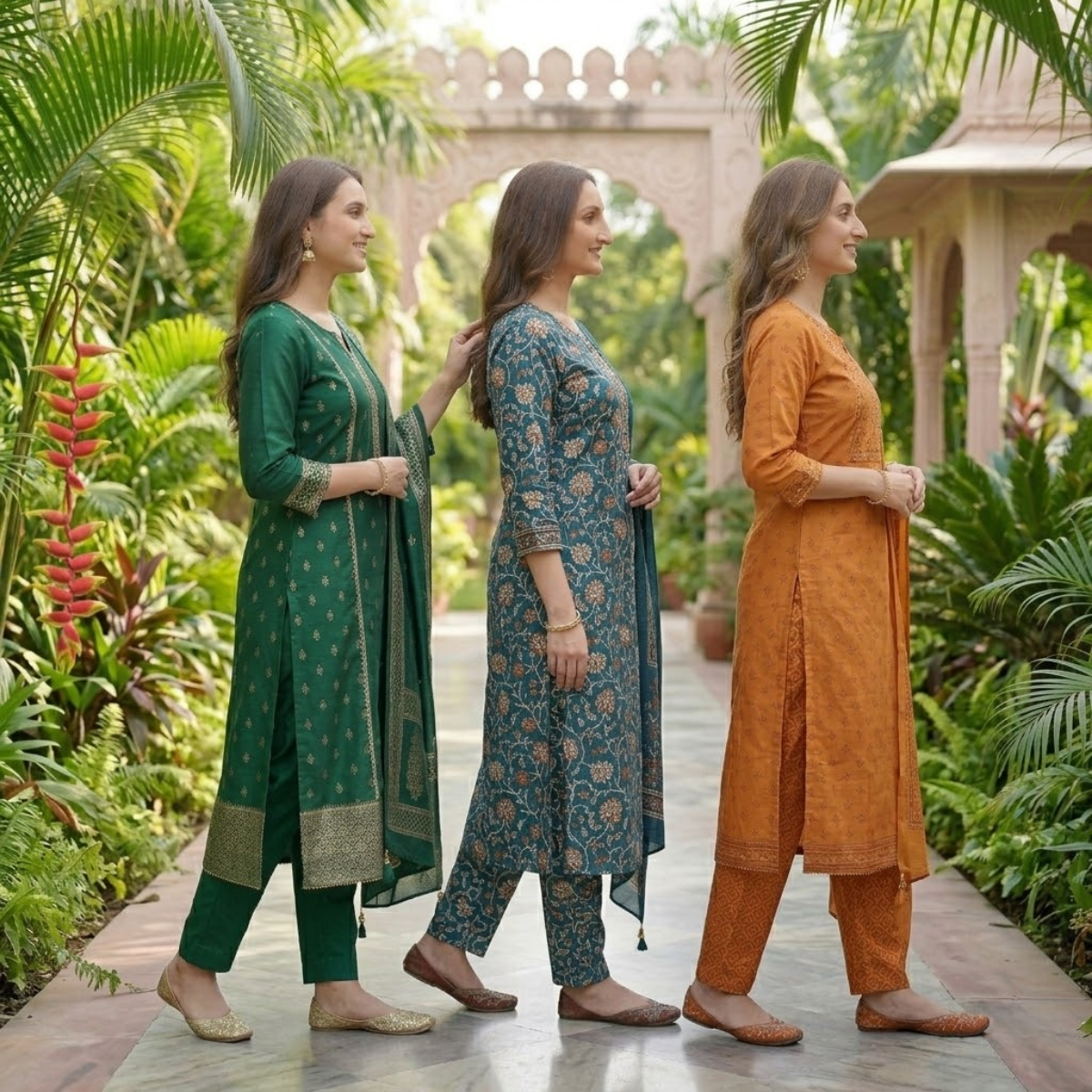 Pack of 3 Women’s Designer Kurta Sets – Ethnic Kurta Pant Dupatta Set for Women (P3K-4)