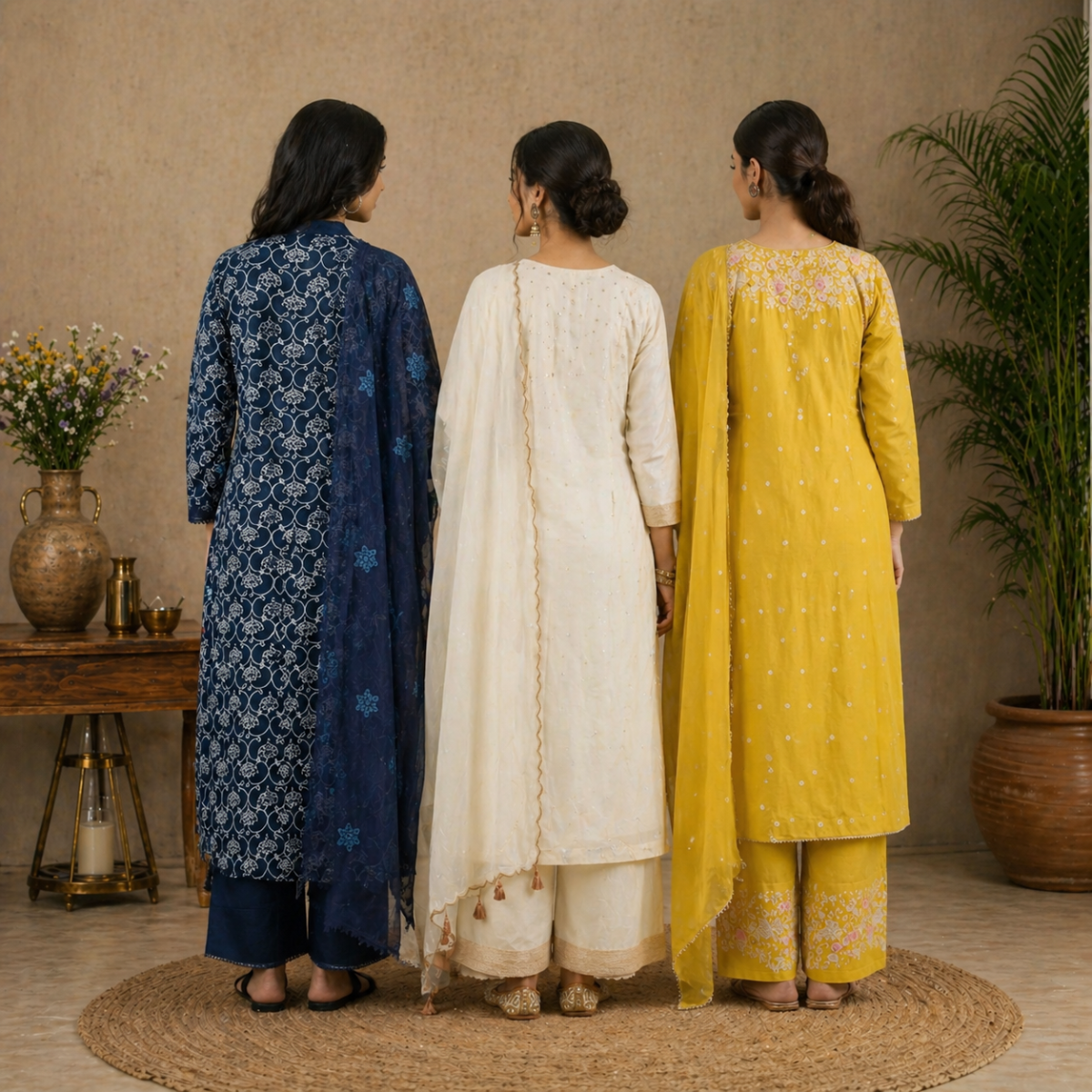 Pack Of 3 Cotton Elegant Ethnic Kurta Set with Dupatta for Women (CK-04)