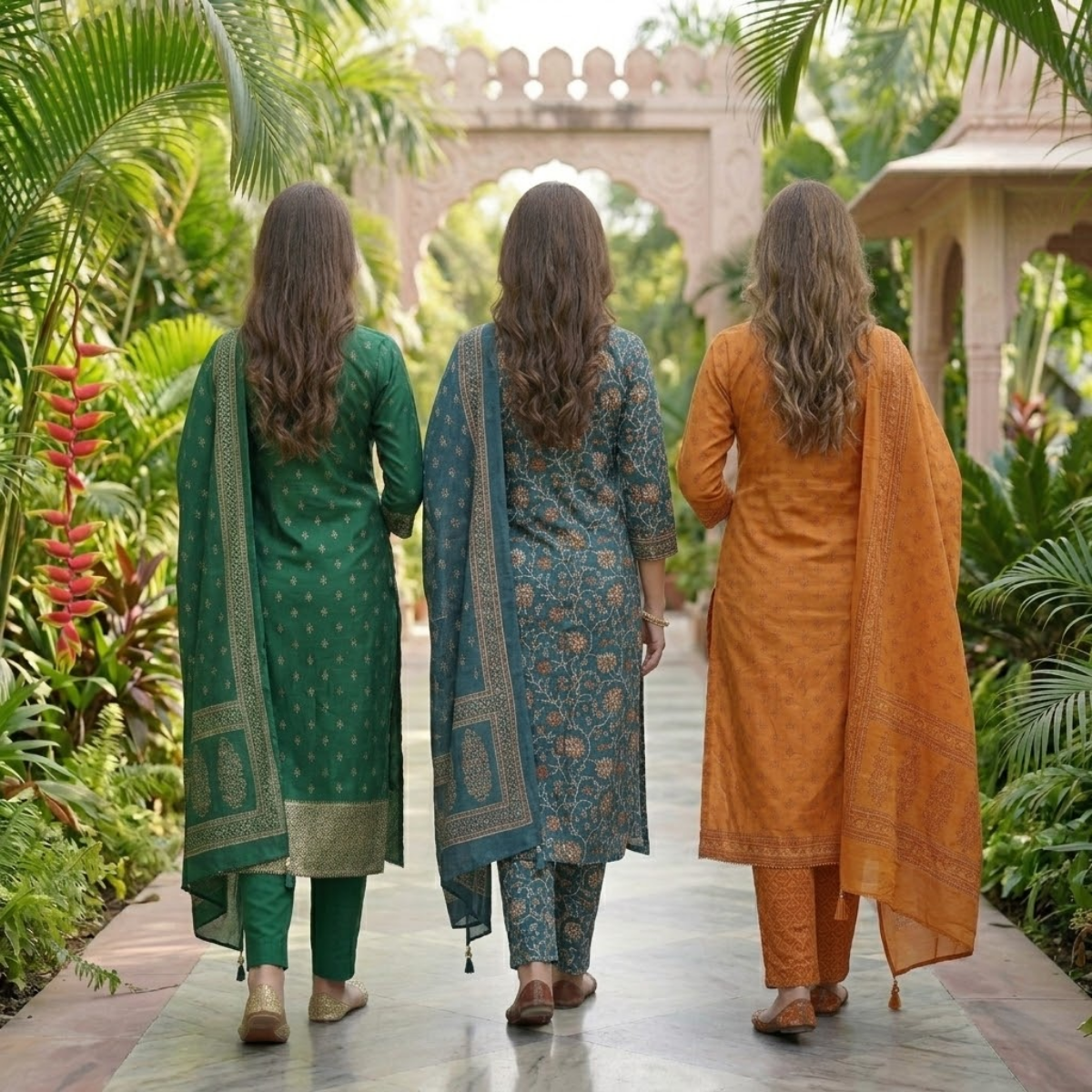 Pack of 3 Women’s Designer Kurta Sets – Ethnic Kurta Pant Dupatta Set for Women (P3K-4)