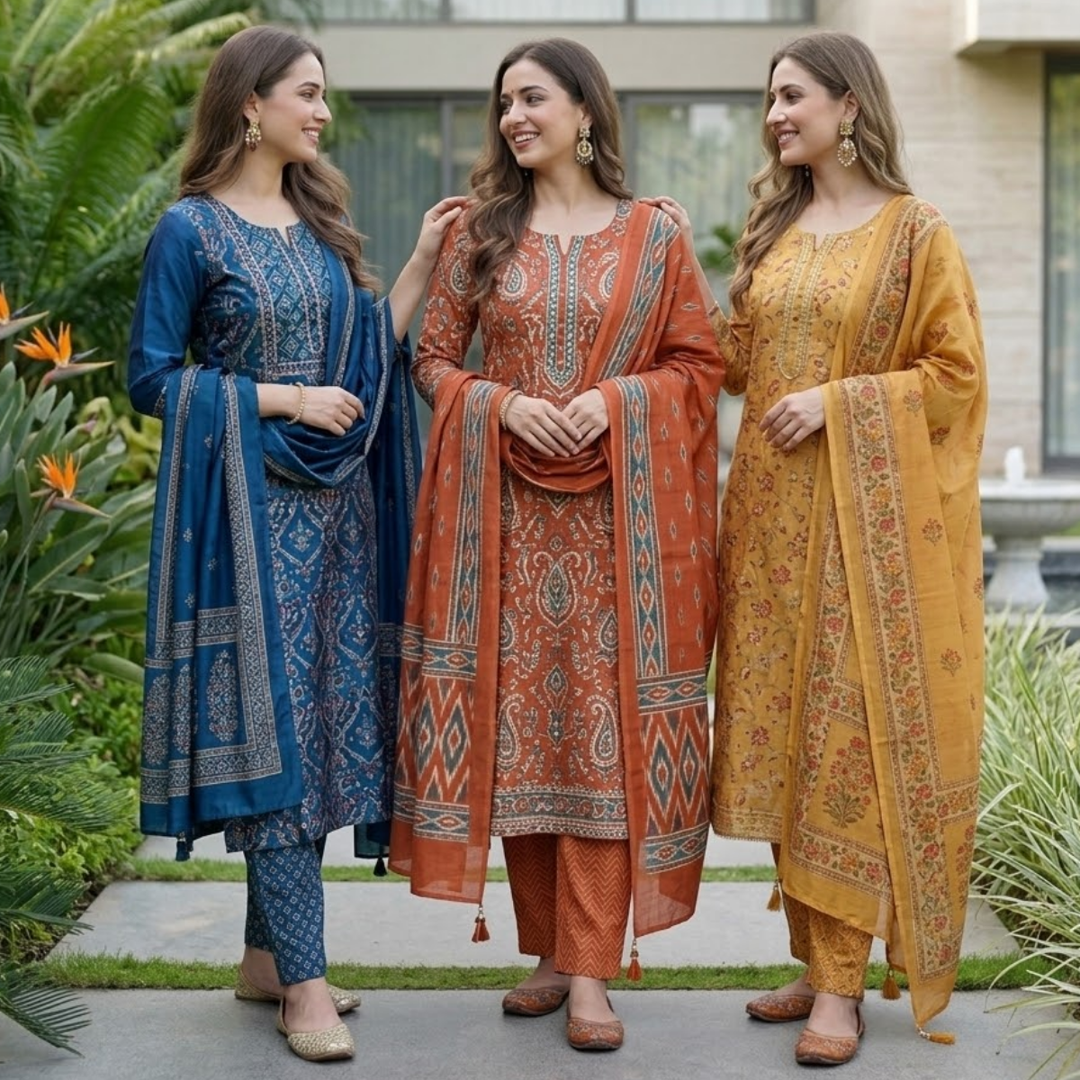 Pack of 3 Women’s Designer Kurta Sets – Ethnic Kurta Pant Dupatta Set for Women (P3K-5)