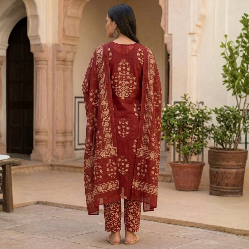 3 Combo Set Included Kurta, Pants & Dupatta with elegant prints | KS-02