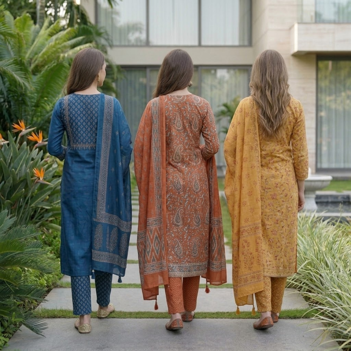 Pack of 3 Women’s Designer Kurta Sets – Ethnic Kurta Pant Dupatta Set for Women (P3K-5)