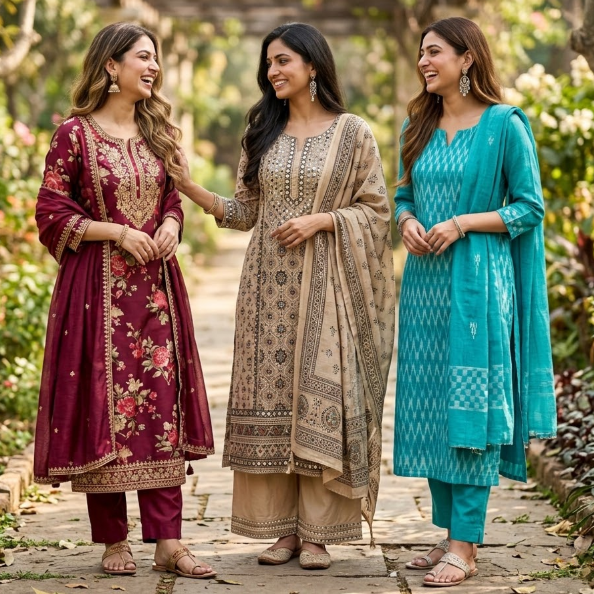 Pack of 3 Women’s Designer Kurta Sets – Ethnic Kurta Pant Dupatta Set for Women (P3K-6)