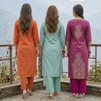 Pack of 3 Elegant Kurta Pants & Dupatta Set (E-08)