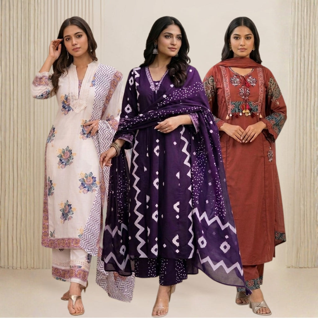 Pack Of 3 Kurta Summer Collection Set (CKS_04)
