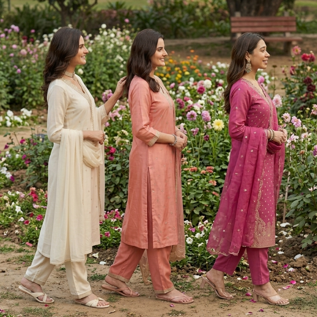 Pack of 3 Elegant Kurta Pants & Dupatta Set (E-10)