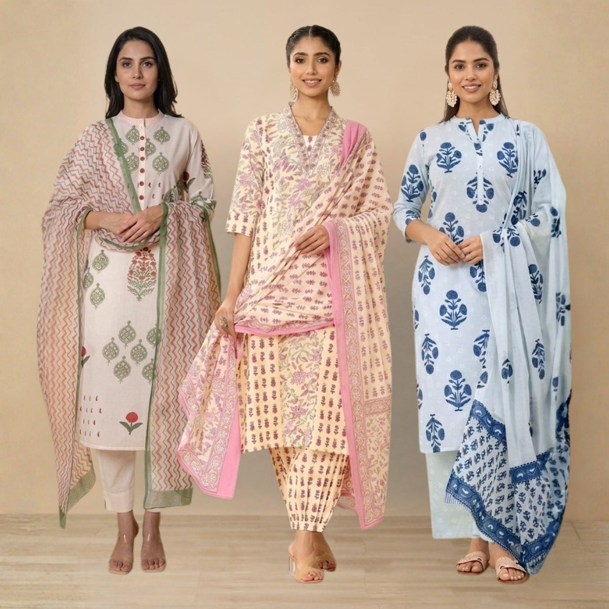 Pack Of 3 Kurta Summer Collection Set (CKS_01)