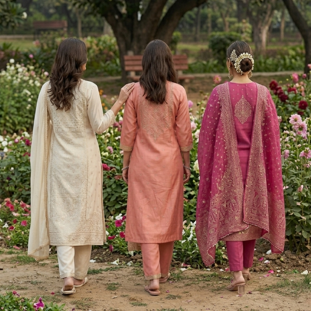 Pack of 3 Elegant Kurta Pants & Dupatta Set (E-10)