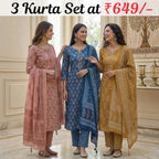Pack of 3 Women’s Designer Kurta Sets – Ethnic Kurta Pant Dupatta Set for Women (P3K-8)