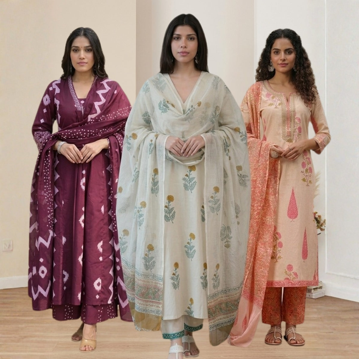 Pack Of 3 Kurta Summer Collection Set (CKS_05)