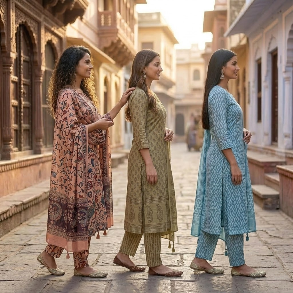 Pack of 3 Women’s Designer Kurta Sets – Ethnic Kurta Pant Dupatta Set for Women (P3K-11)