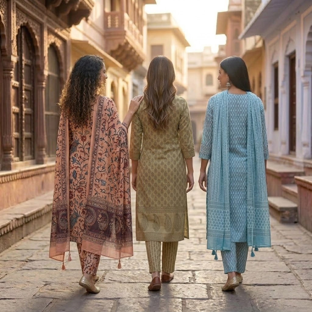 Pack of 3 Women’s Designer Kurta Sets – Ethnic Kurta Pant Dupatta Set for Women (P3K-11)