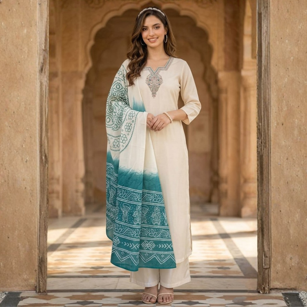 Pack of 3 Kurta Pant Set with Dupatta (DMK-8)