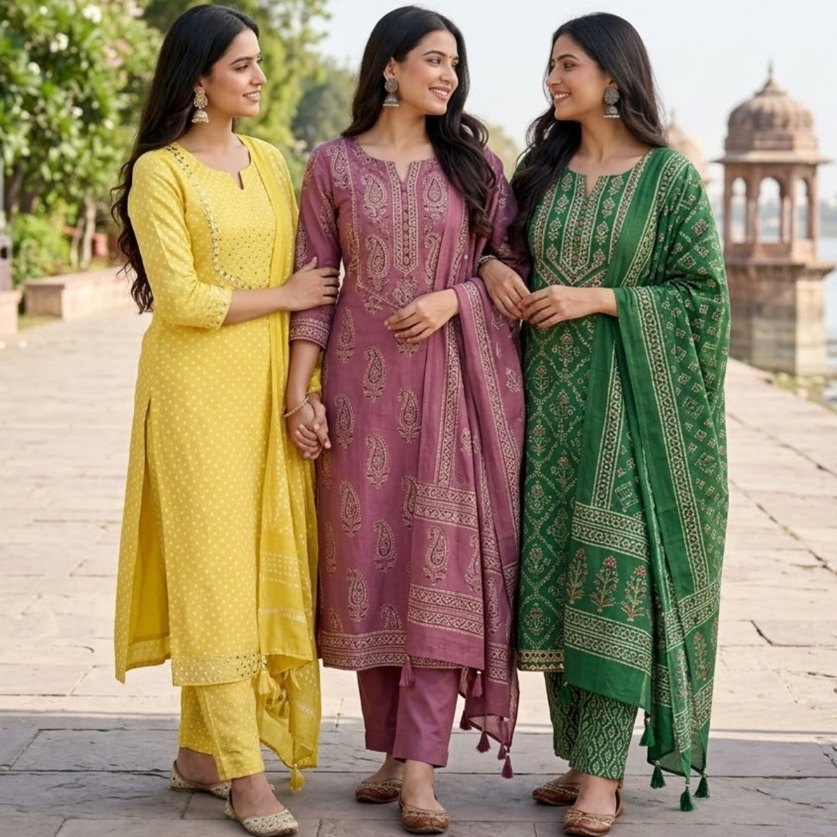 Pack of 3 Women’s Designer Kurta Sets – Ethnic Kurta Pant Dupatta Set for Women (P3K-12)