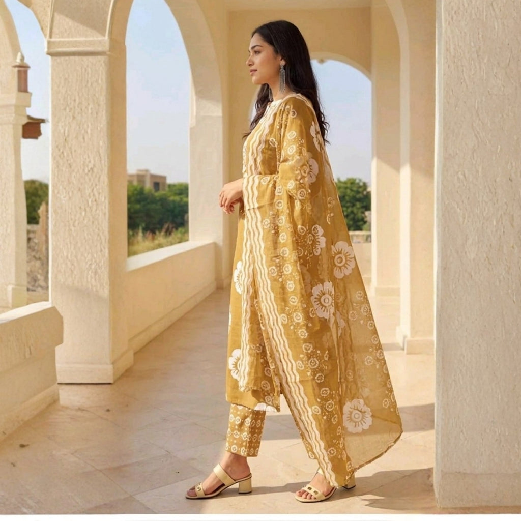 3 Combo Set Included Kurta, Pants & Dupatta with elegant prints | KS-01