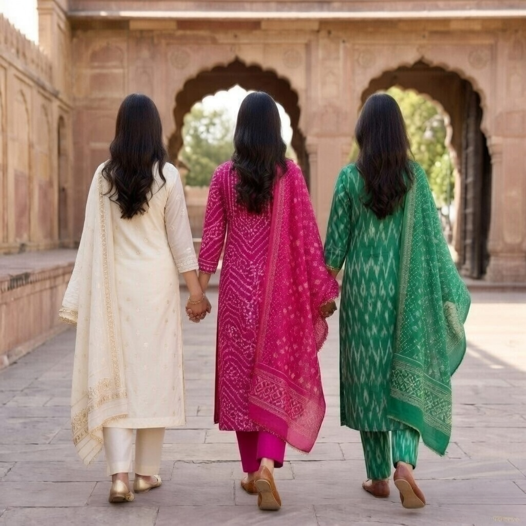 Pack of 3 Women’s Designer Kurta Sets – Ethnic Kurta Pant Dupatta Set for Women (P3K-13)