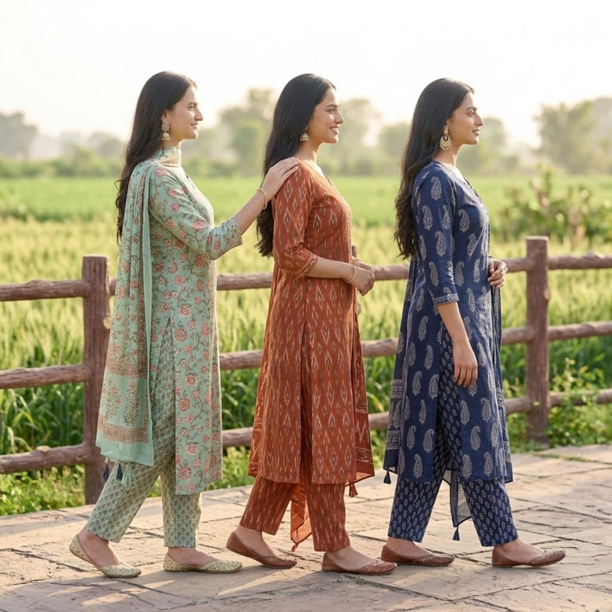 Pack of 3 Women’s Designer Kurta Sets – Ethnic Kurta Pant Dupatta Set for Women (P3K-14)