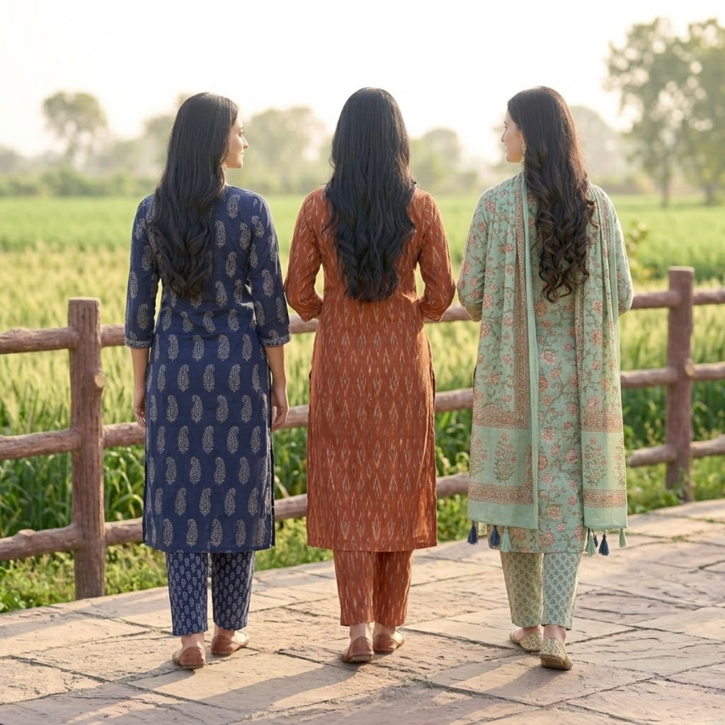 Pack of 3 Women’s Designer Kurta Sets – Ethnic Kurta Pant Dupatta Set for Women (P3K-14)