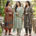 Pack of 3 Women’s Designer Kurta Sets – Ethnic Kurta Pant Dupatta Set for Women (P3K-15)