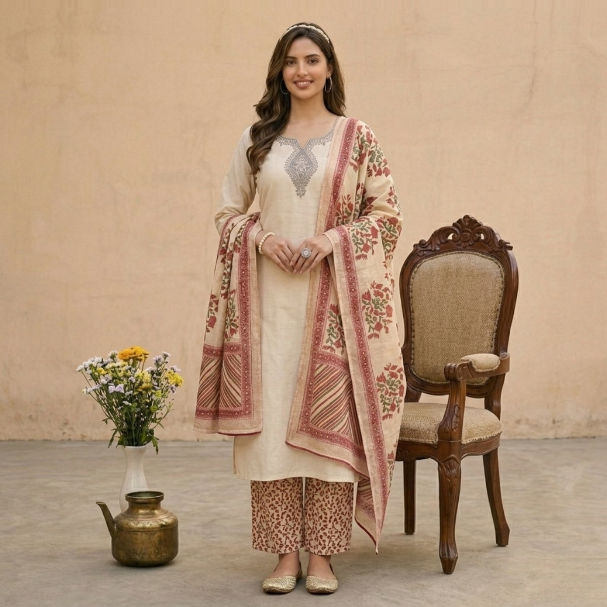 Pack of 3 Kurta Pant Set with Dupatta (DMK-10)