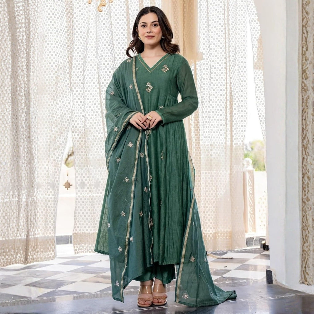 Pack of 2 Premium Cotton Kurtis with Pant & Dupatta – ( Anarkali Set + Kurta Set )| C-19