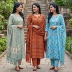 Pack of 3 Women’s Designer Kurta Sets – Ethnic Kurta Pant Dupatta Set for Women (P3K-17)