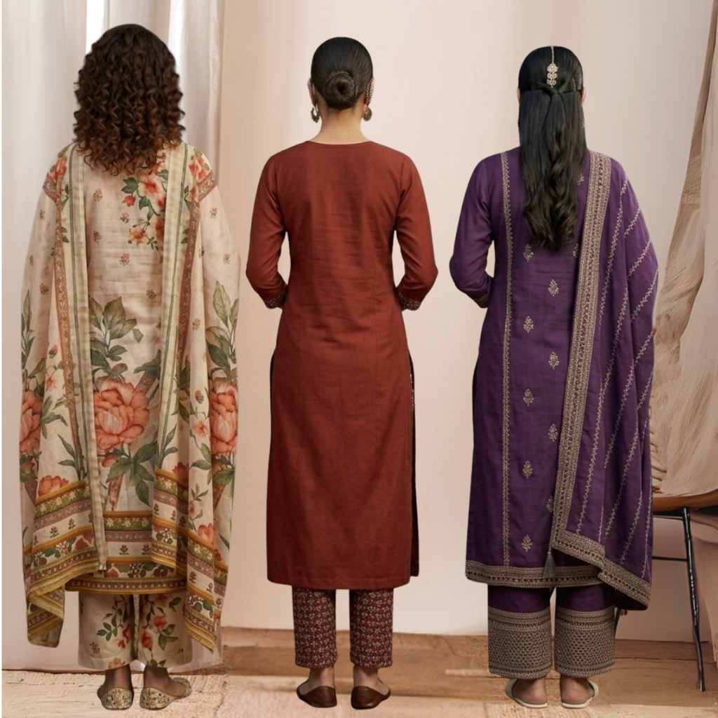 Pack Of 3 Kurta Sets Beautiful with dupatta Trendy Ethnic Wear  in One Deal (A-12)