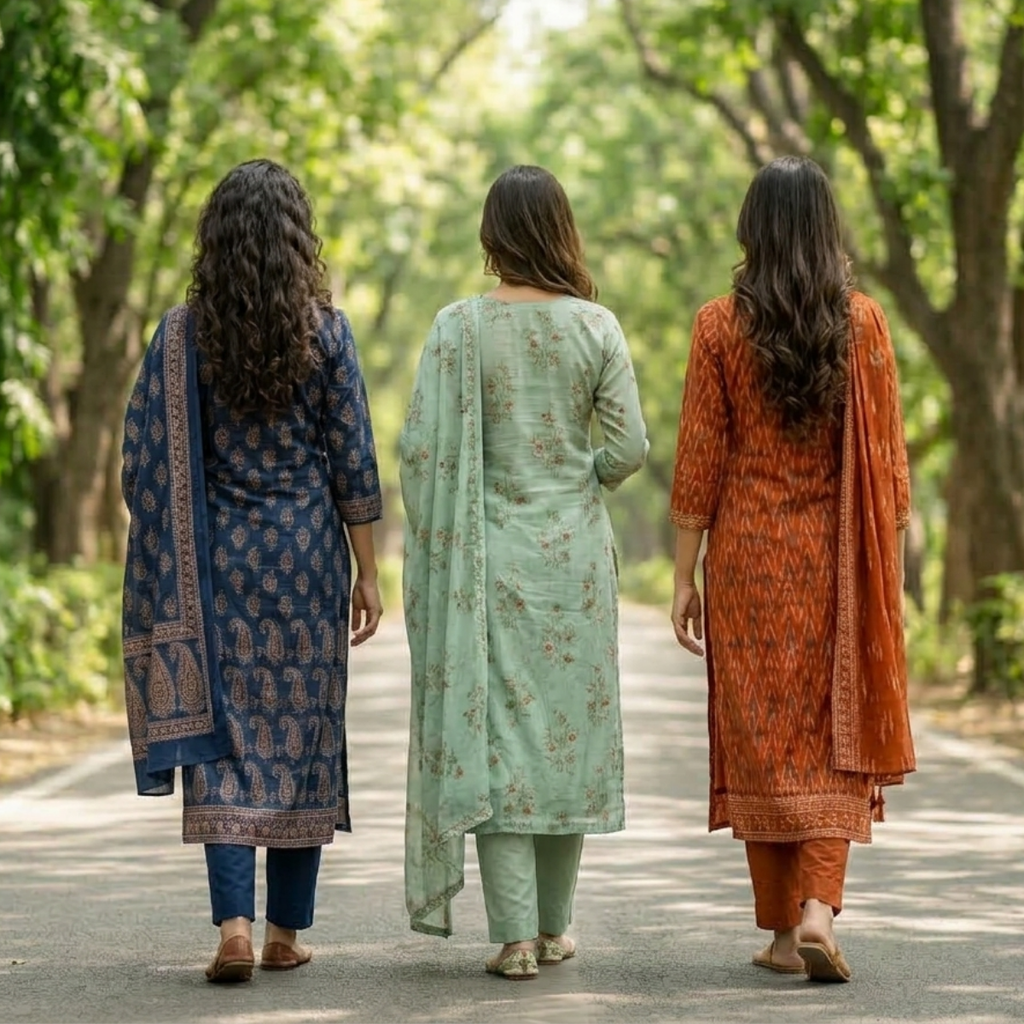 Pack of 3 Women’s Designer Kurta Sets – Ethnic Kurta Pant Dupatta Set for Women (P3K-18)