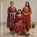 Pack of 3 Kurta Pant Set with Dupatta (DMK-2)
