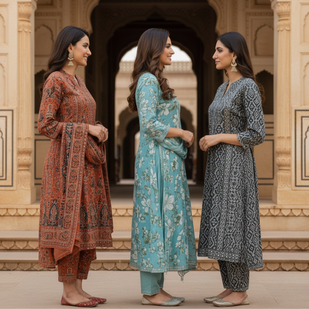 Pack of 3 Women’s Designer Kurta Sets – Ethnic Kurta Pant Dupatta Set for Women (P3K-20)