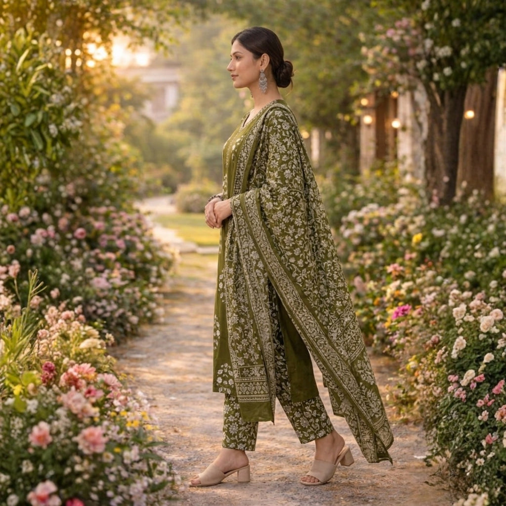 3 Combo Set Included Kurta, Pants & Dupatta with elegant prints | KS-01
