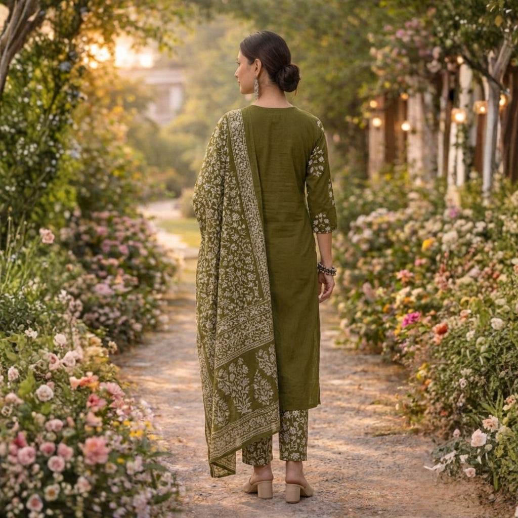 3 Combo Set Included Kurta, Pants & Dupatta with elegant prints | KS-01