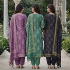 3 Combo Set Included Kurta, Pants & Dupatta with elegant prints | KS-04