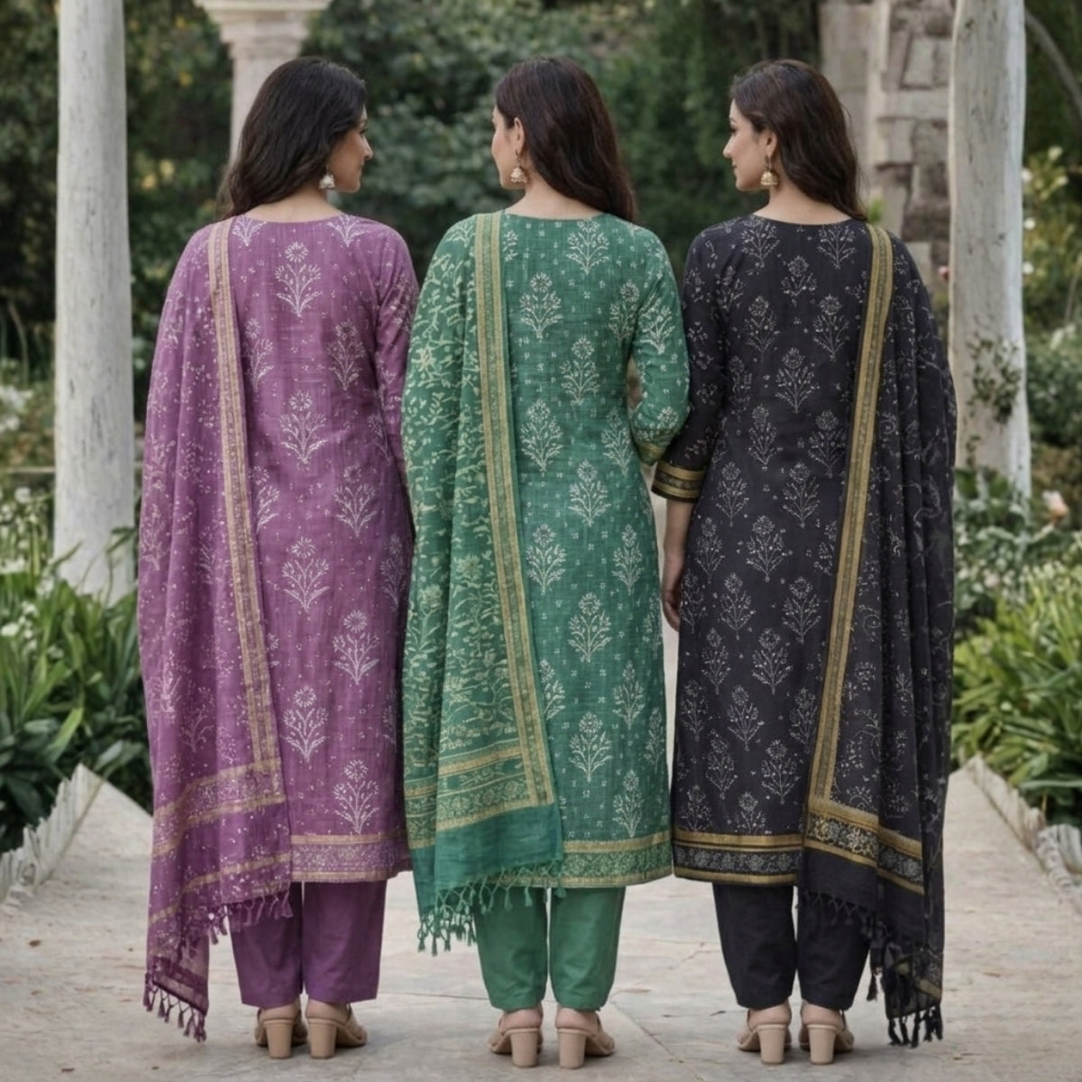 3 Combo Set Included Kurta, Pants & Dupatta with elegant prints | KS-04