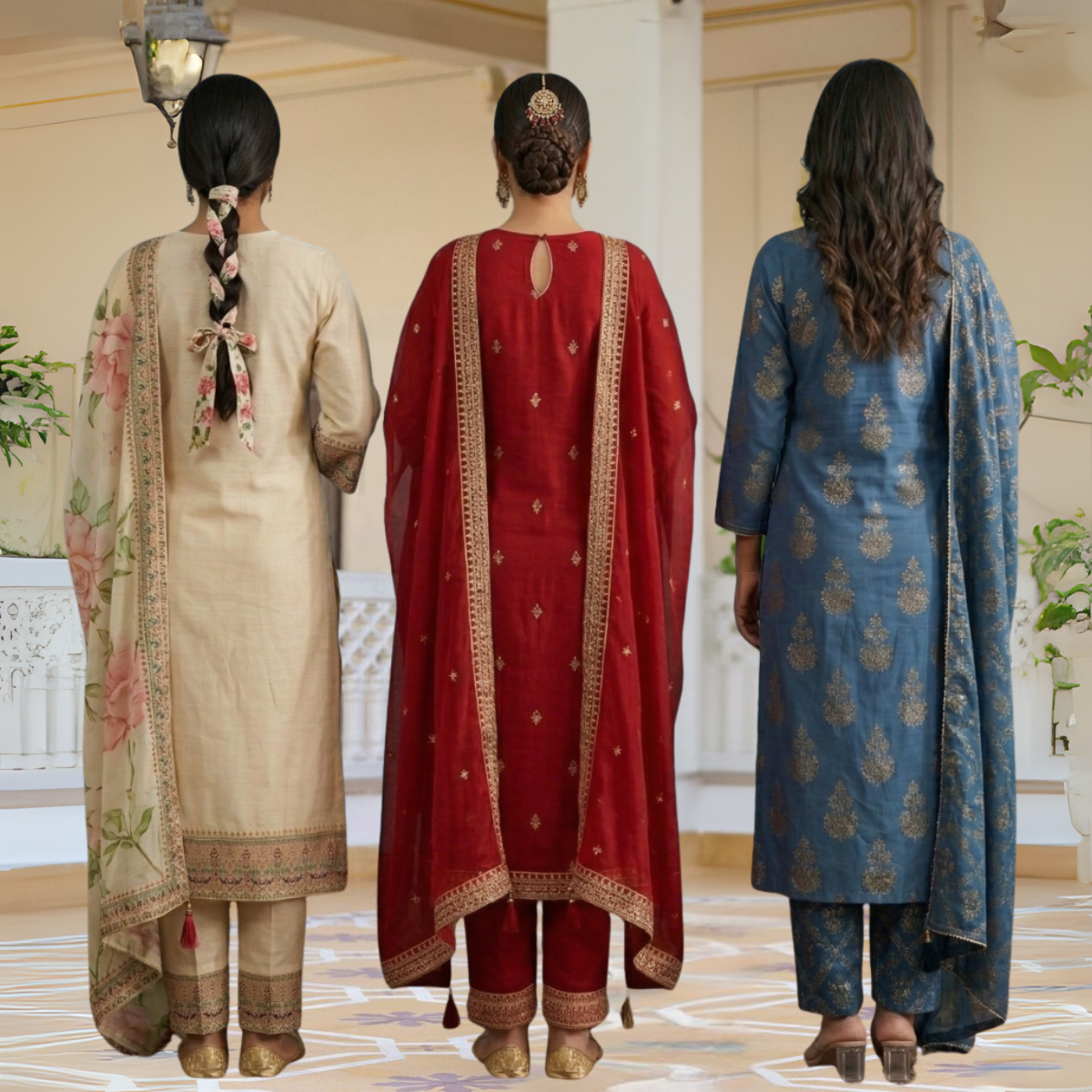 Pack Of 3 Kurta Sets Beautiful with dupatta Trendy Ethnic Wear  in One Deal (A-13)